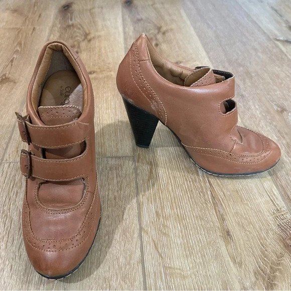 Euro Soft by Sofft Women’s Brown Leather Upper Heeled Ankle Booties Sz 7M GUC - Picture 3 of 11